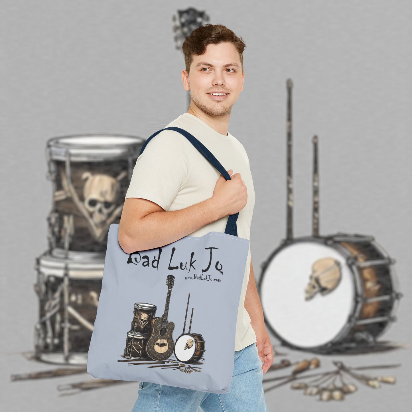 Bad Luk Jo Tote Bag - (Grey) Perfect for Musicians and Music Lovers - FREE ECONOMY SHIPPING