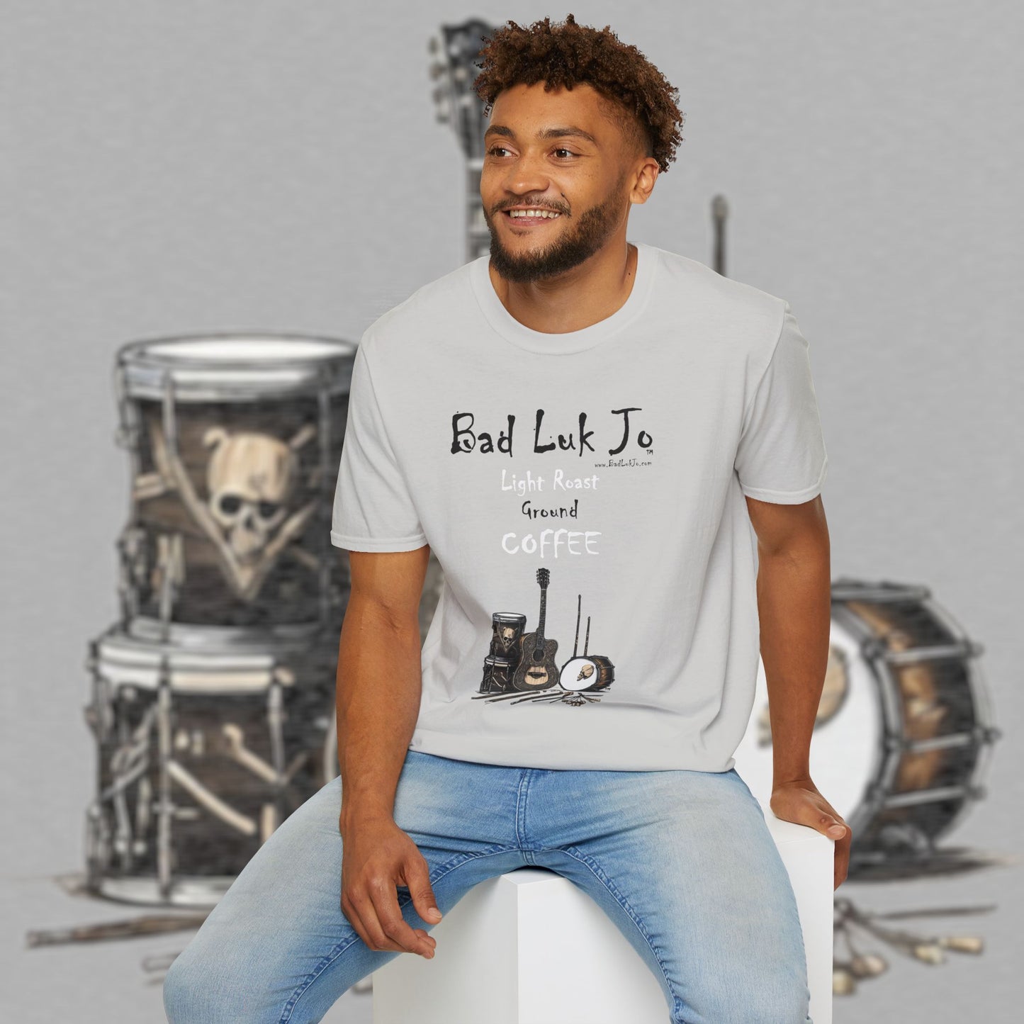 Bad Luk Jo "Light Roast Ground Coffee" Unisex Softstyle T-Shirt - FREE ECONOMY SHIPPING
