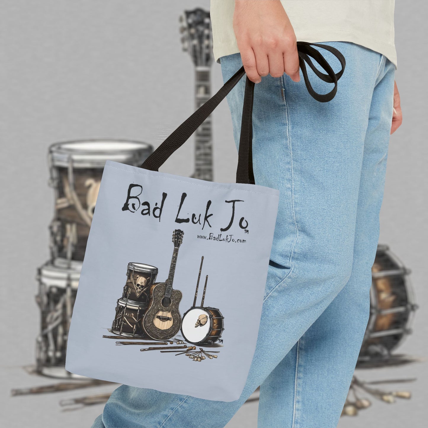 Bad Luk Jo Tote Bag - (Grey) Perfect for Musicians and Music Lovers - FREE ECONOMY SHIPPING