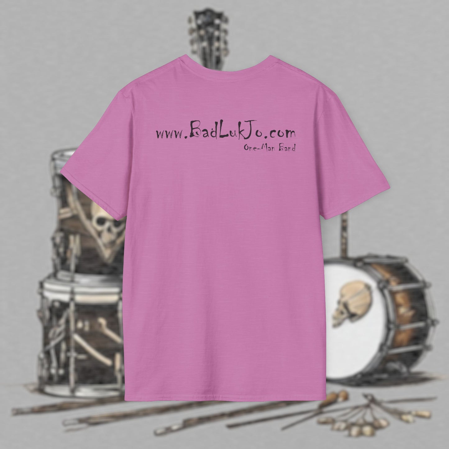 Bad Luk Jo Coffee "Good Luk in Every Cup" T-Shirt - with Website on Back - Unisex Softstyle T-Shirt - FREE ECONOMY SHIPPING