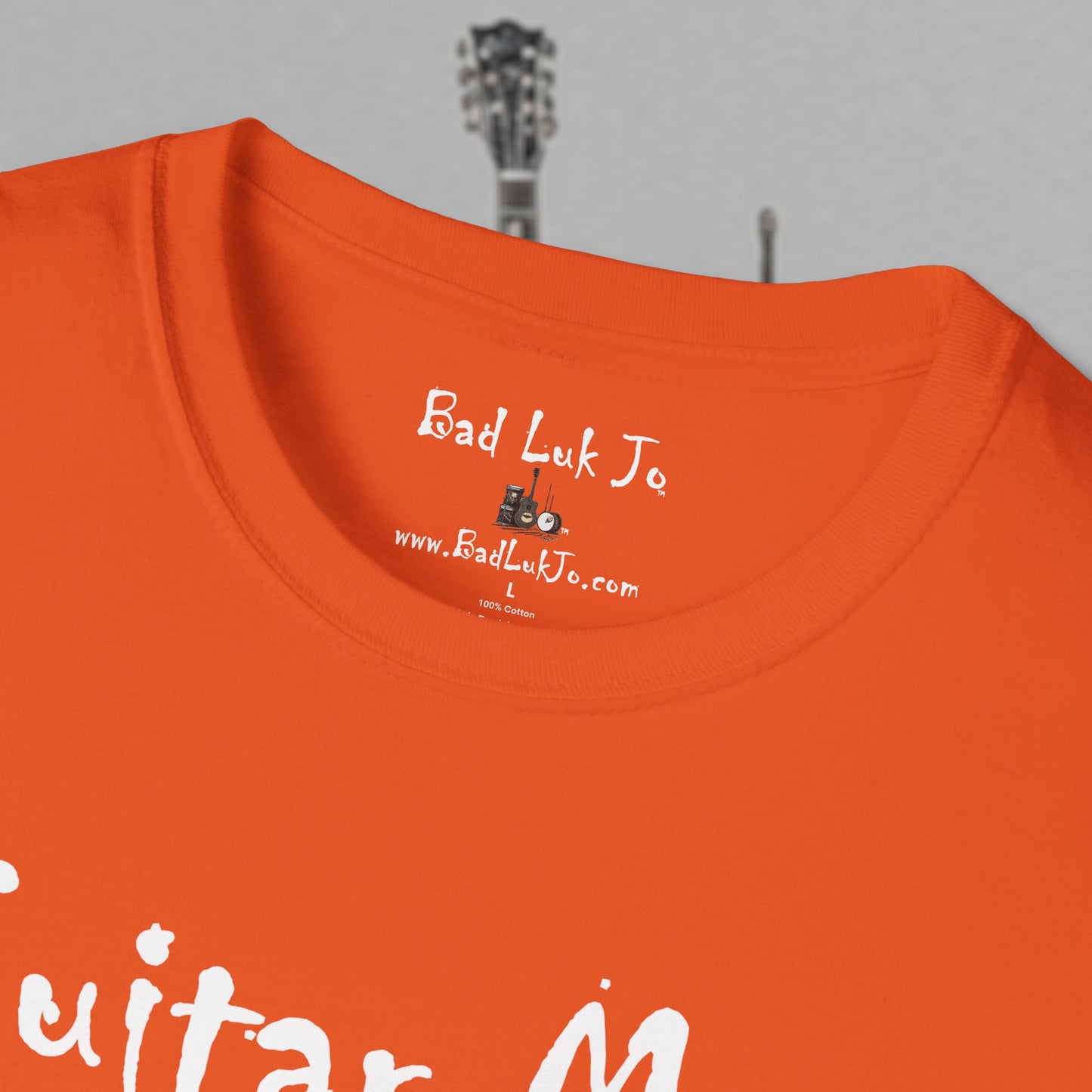 Bad Luk Jo "Guitar Man" T-Shirt - No Printing on Back - Unisex Softstyle T-Shirt - Perfect for Musicians and Music Lovers - FREE ECONOMY SHIPPING