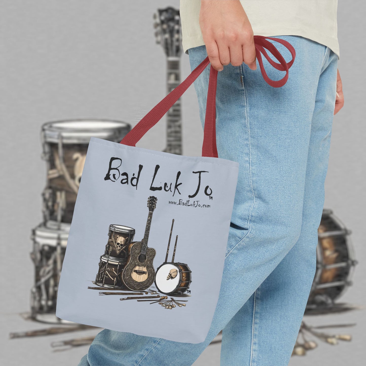 Bad Luk Jo Tote Bag - (Grey) Perfect for Musicians and Music Lovers - FREE ECONOMY SHIPPING