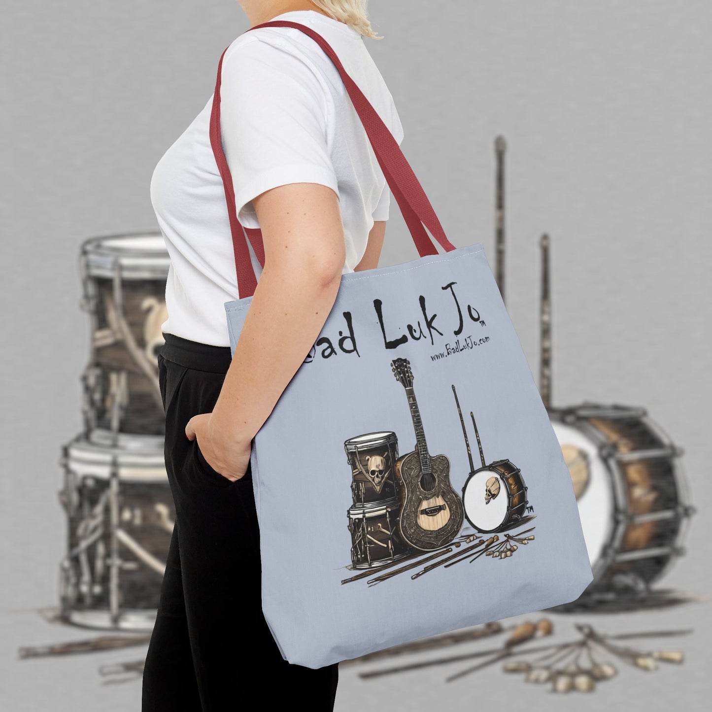 Bad Luk Jo Tote Bag - (Grey) Perfect for Musicians and Music Lovers - FREE ECONOMY SHIPPING