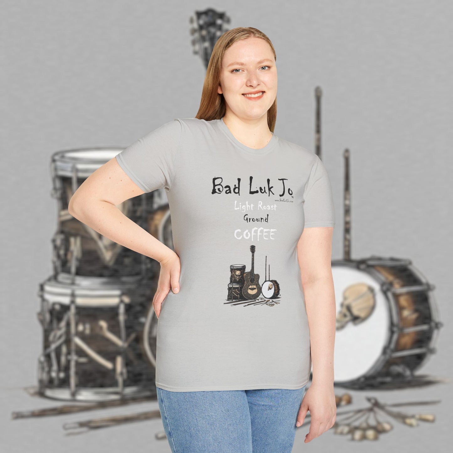 Bad Luk Jo "Light Roast Ground Coffee" Unisex Softstyle T-Shirt - FREE ECONOMY SHIPPING
