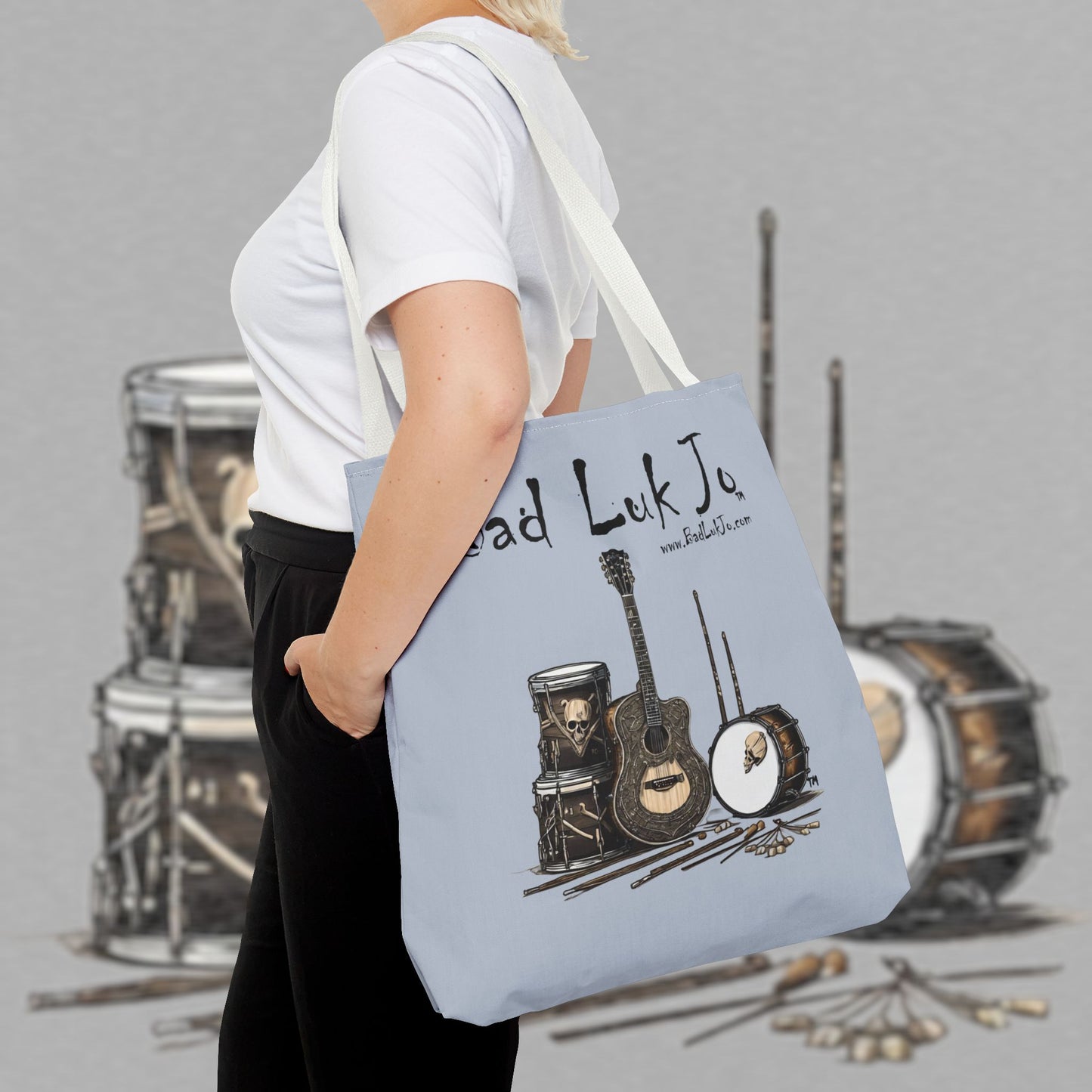 Bad Luk Jo Tote Bag - (Grey) Perfect for Musicians and Music Lovers - FREE ECONOMY SHIPPING