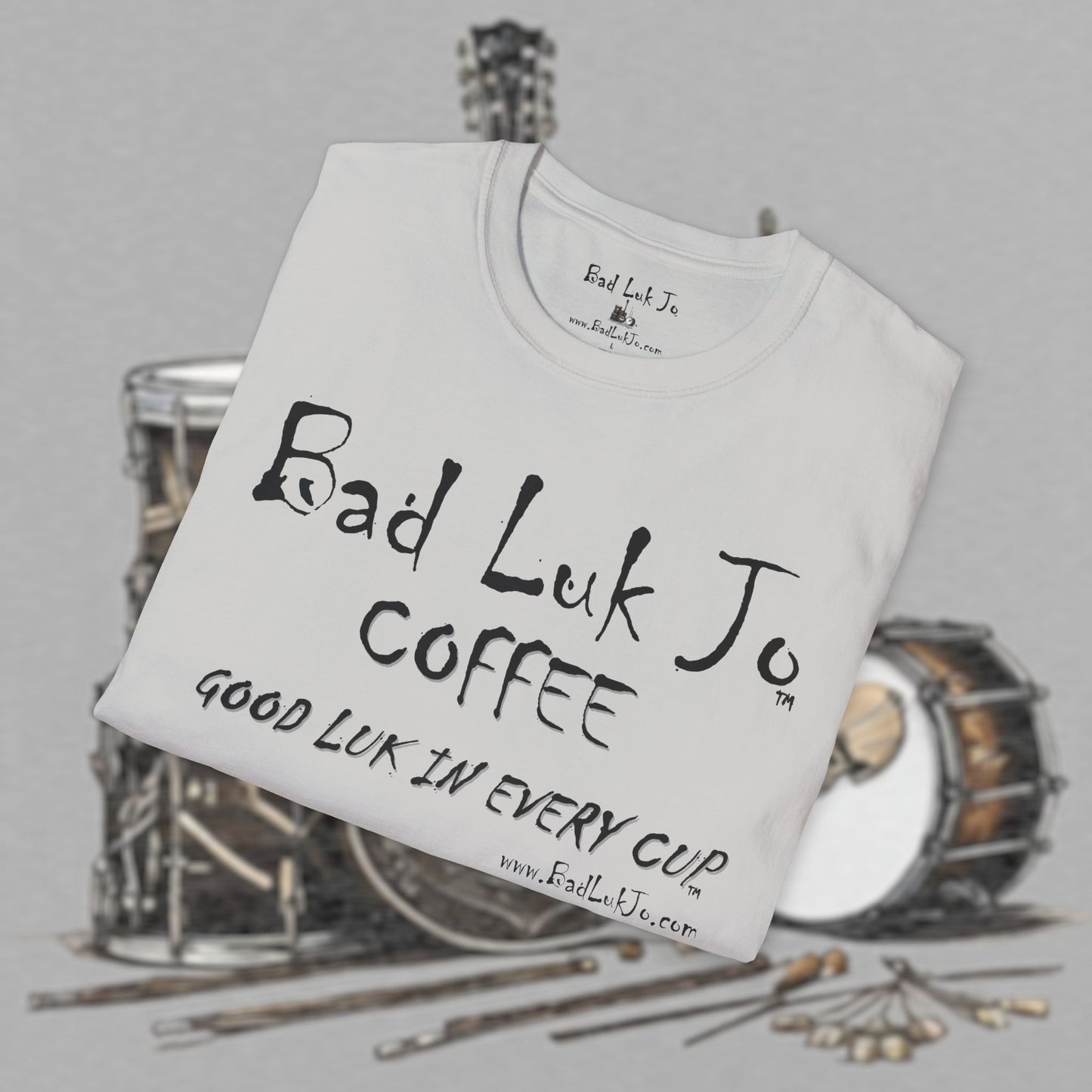 Bad Luk Jo Coffee "Good Luk in Every Cup" Unisex Softstyle T-Shirt - FREE ECONOMY SHIPPING