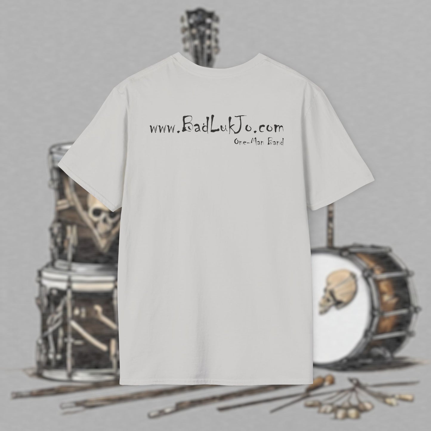 Bad Luk Jo Coffee "Good Luk in Every Cup" T-Shirt - with Website on Back - Unisex Softstyle T-Shirt - FREE ECONOMY SHIPPING