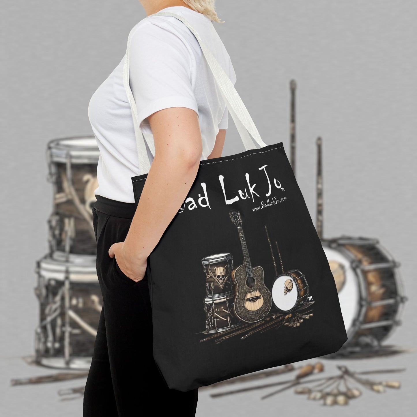 Bad Luk Jo Tote Bag - (Black) Perfect for Musicians and Music Lovers - FREE ECONOMY SHIPPING