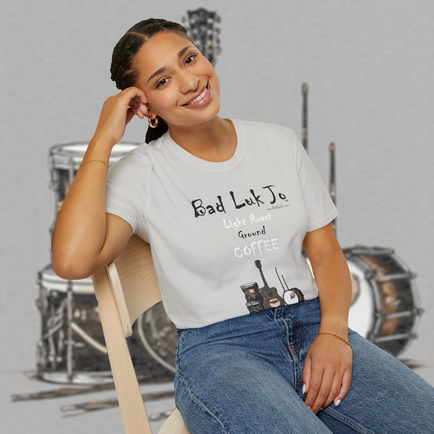 Bad Luk Jo "Light Roast Ground Coffee" Unisex Softstyle T-Shirt - FREE ECONOMY SHIPPING