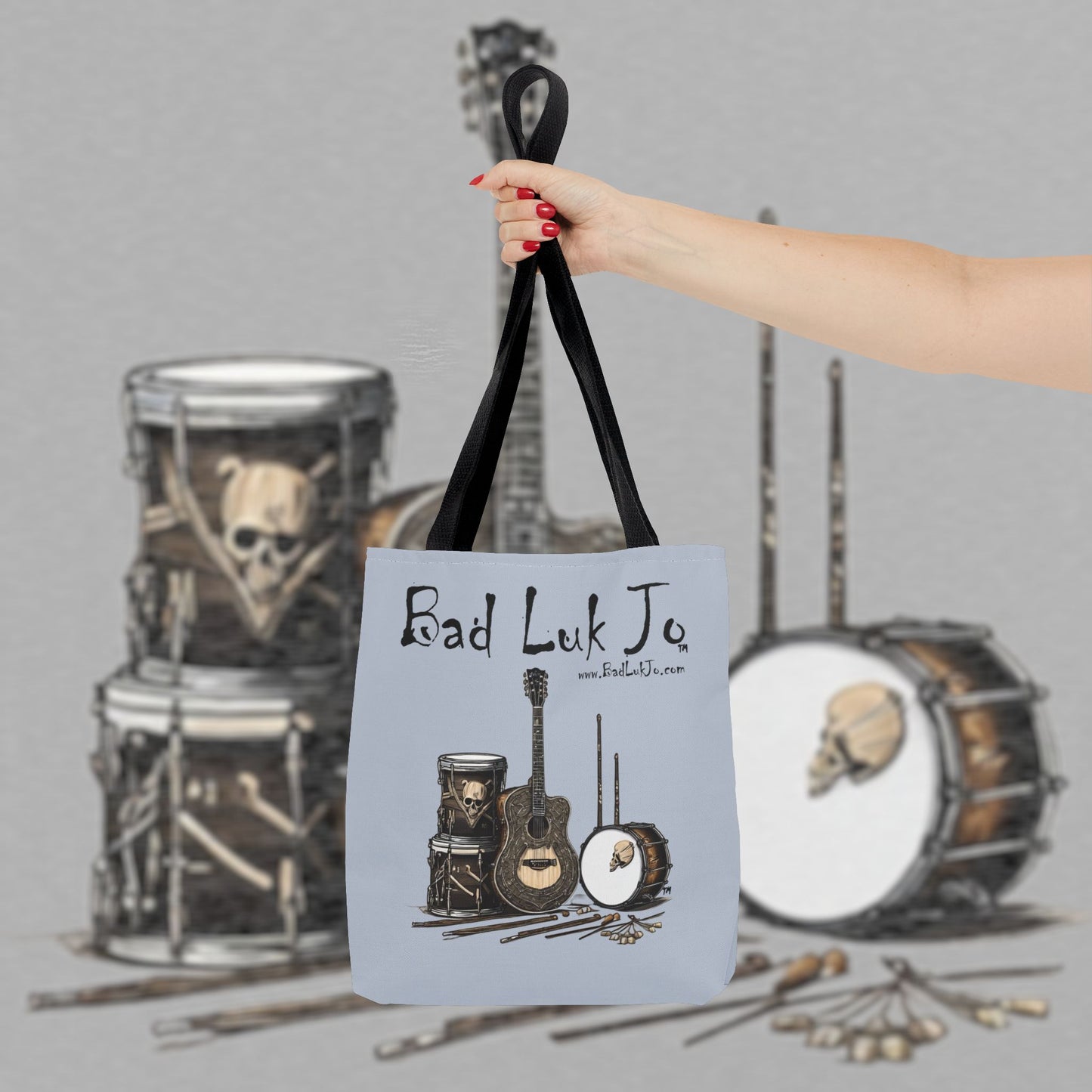 Bad Luk Jo Tote Bag - (Grey) Perfect for Musicians and Music Lovers - FREE ECONOMY SHIPPING