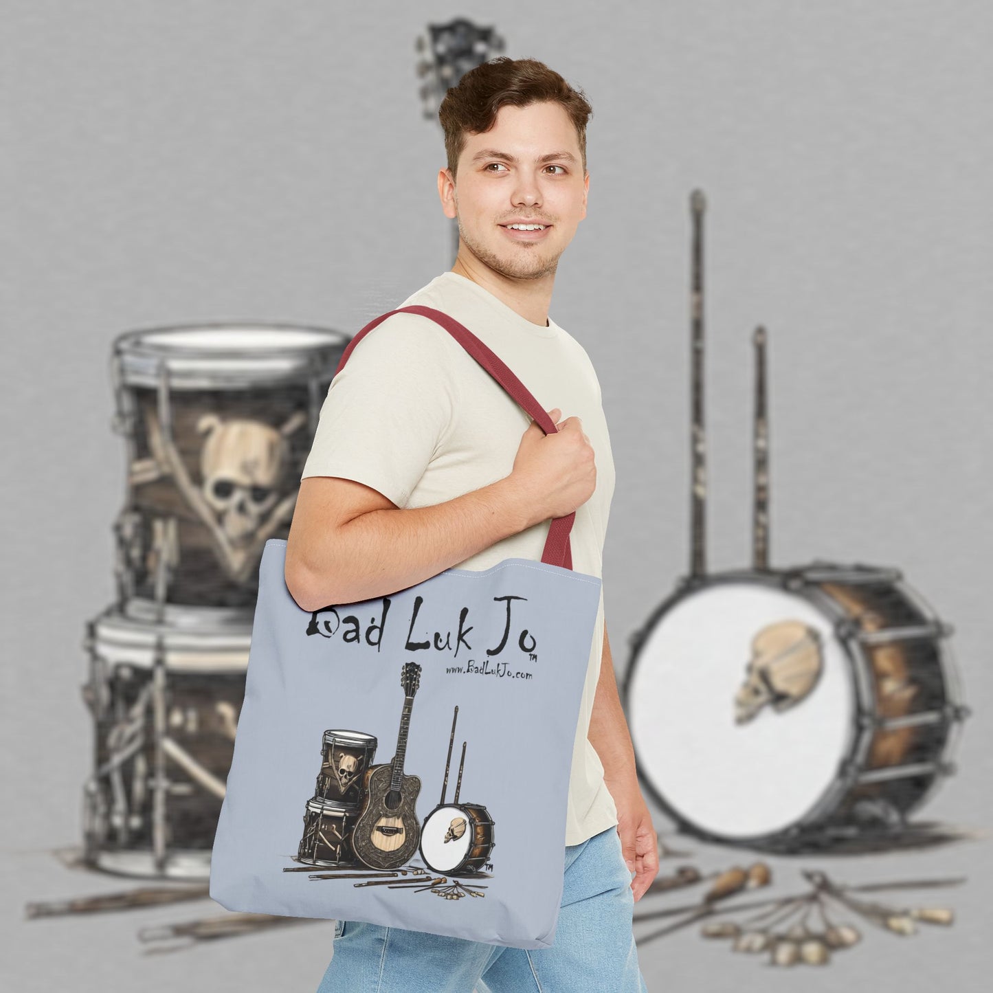 Bad Luk Jo Tote Bag - (Grey) Perfect for Musicians and Music Lovers - FREE ECONOMY SHIPPING