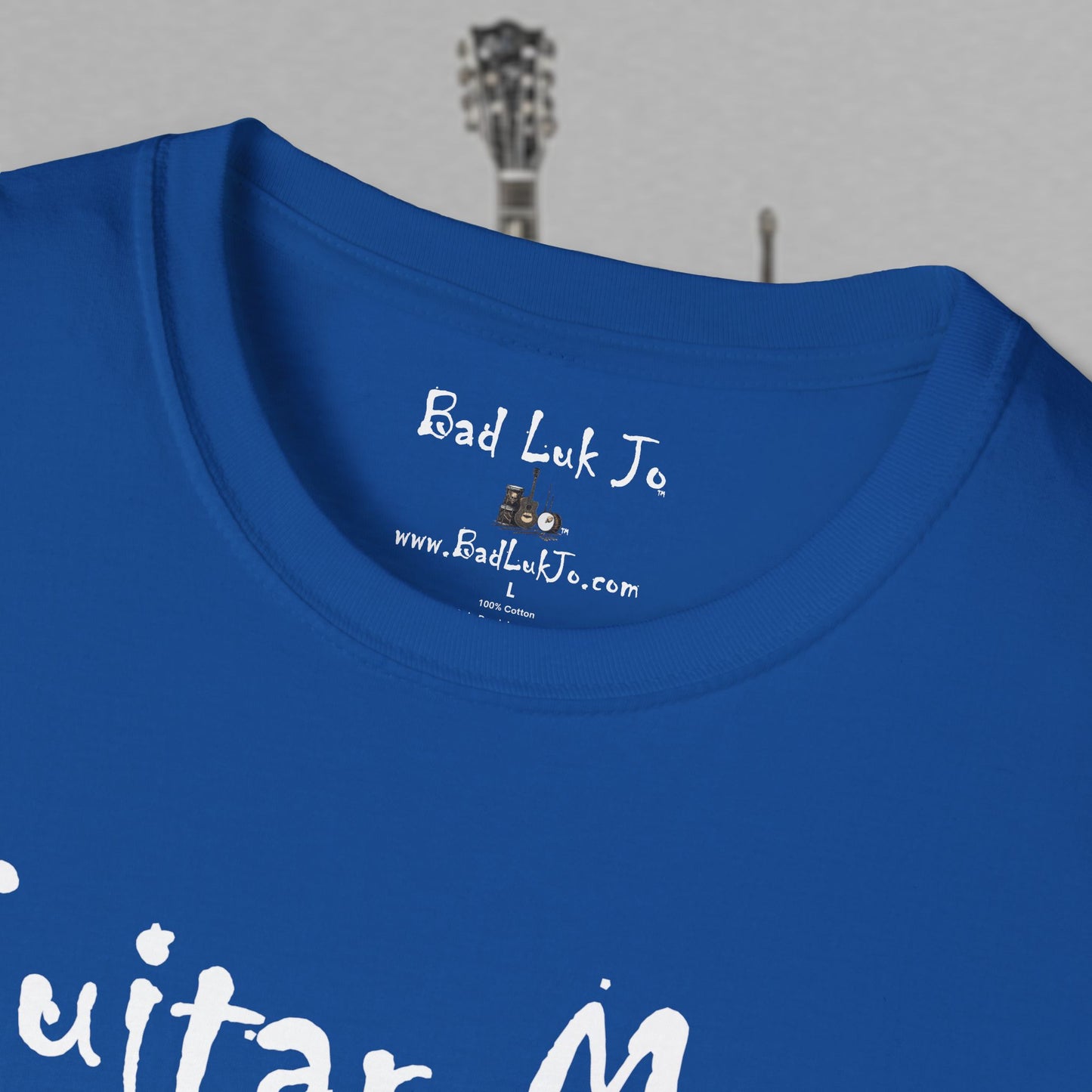 Bad Luk Jo "Guitar Man" T-Shirt - No Printing on Back - Unisex Softstyle T-Shirt - Perfect for Musicians and Music Lovers - FREE ECONOMY SHIPPING