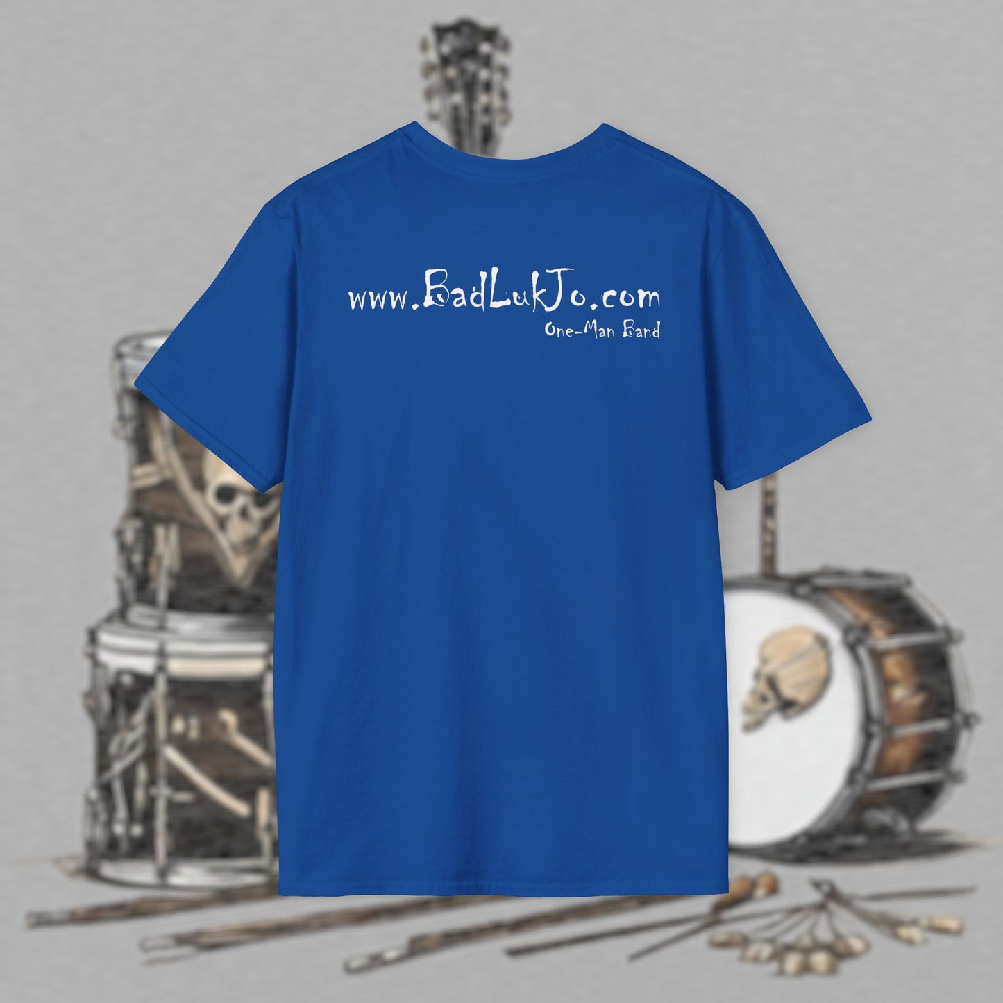 Bad Luk Jo Coffee "Good Luk in Every Cup" T-Shirt - with Website on Back - Unisex Softstyle T-Shirt - FREE ECONOMY SHIPPING
