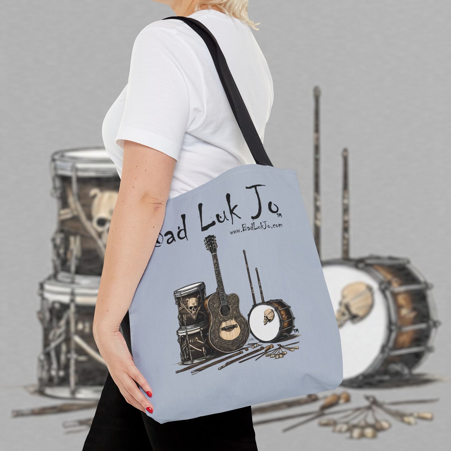 Bad Luk Jo Tote Bag - (Grey) Perfect for Musicians and Music Lovers - FREE ECONOMY SHIPPING