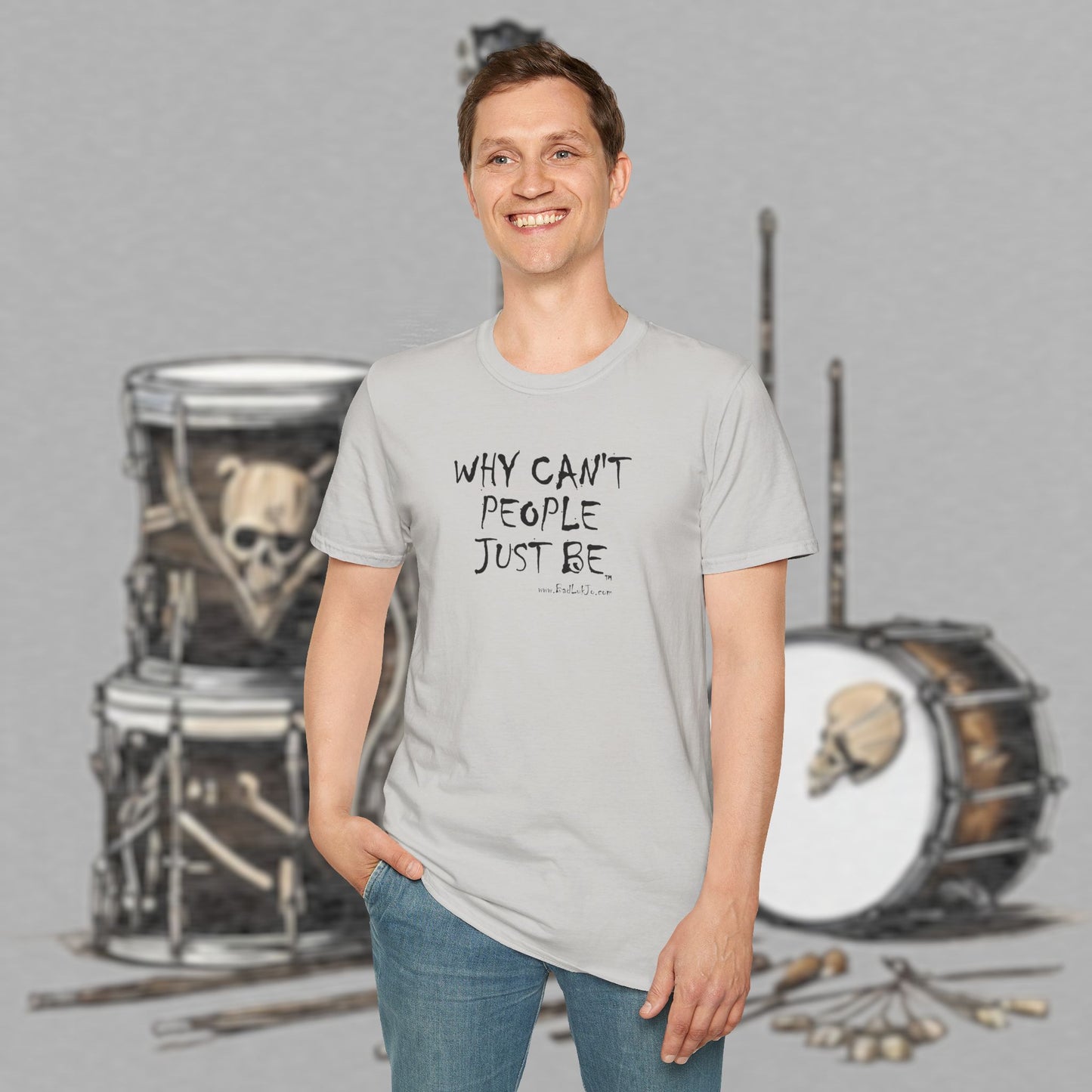 Bad Luk Jo "Why Can't People Just Be" - Unisex Softstyle T-Shirt - Perfect for Musicians and Music Lovers - FREE ECONOMY SHIPPING