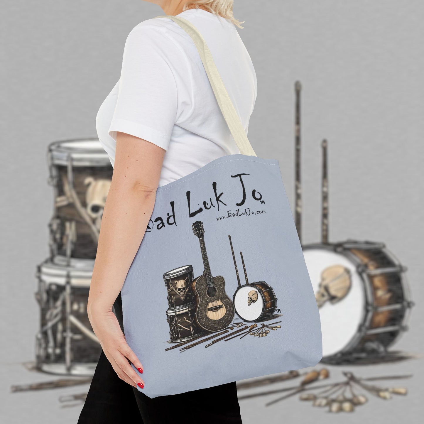 Bad Luk Jo Tote Bag - (Grey) Perfect for Musicians and Music Lovers - FREE ECONOMY SHIPPING