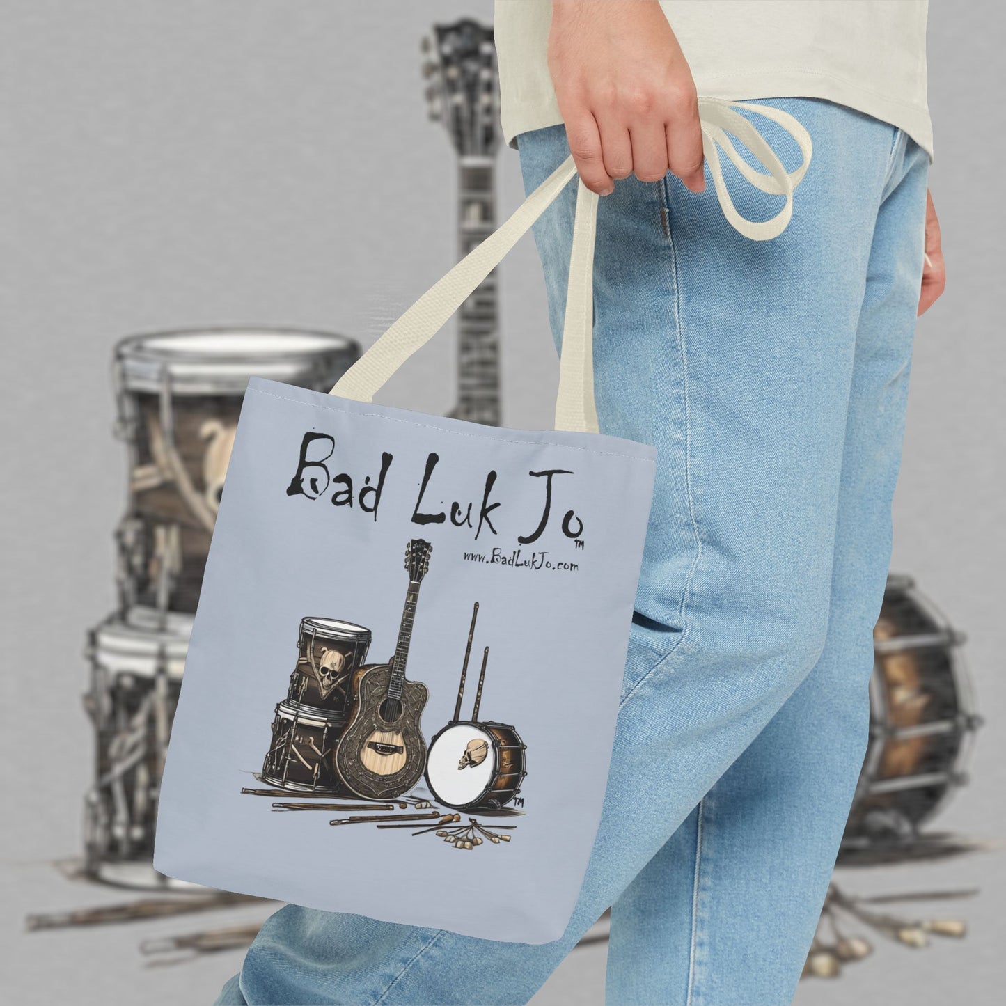 Bad Luk Jo Tote Bag - (Grey) Perfect for Musicians and Music Lovers - FREE ECONOMY SHIPPING