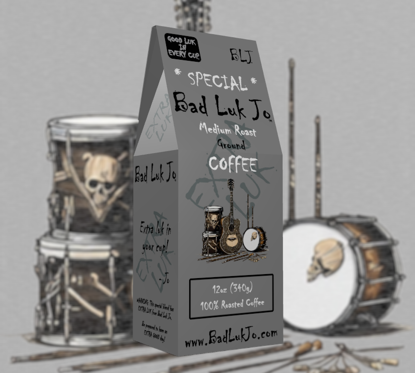 Bad Luk Jo * SPECIAL * Medium Roast Ground Coffee - There's EXTRA LUK in Every Cup - 12oz. - FREE STANDARD SHIPPING