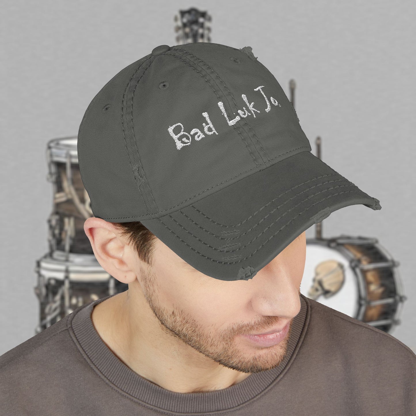 Bad Luk Jo Embroidered Distressed Hat / Cap - FREE ECONOMY SHIPPING