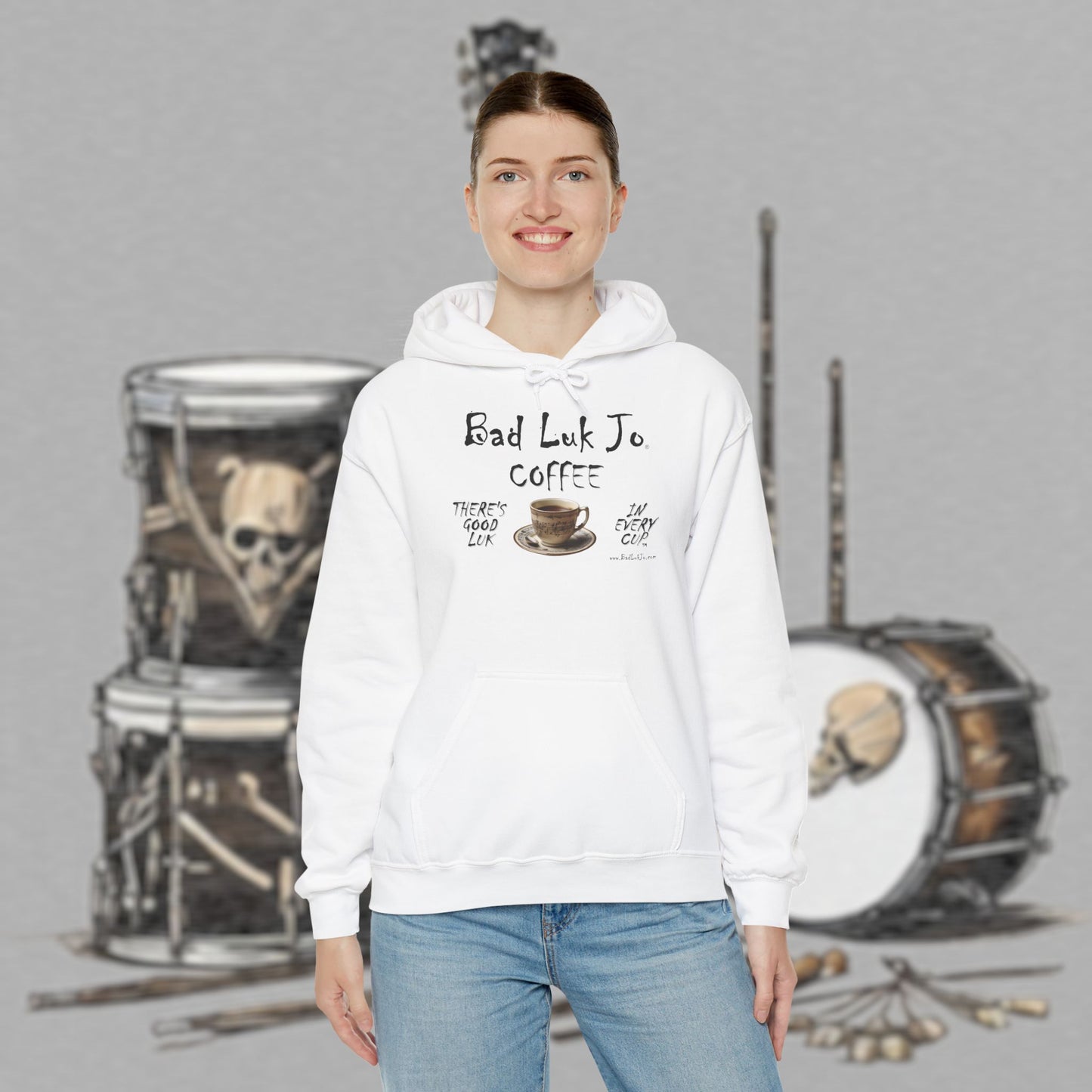 Bad Luk Jo Coffee Hoodie — Coffee Cup Sweatshirt - FREE ECONOMY SHIPPING