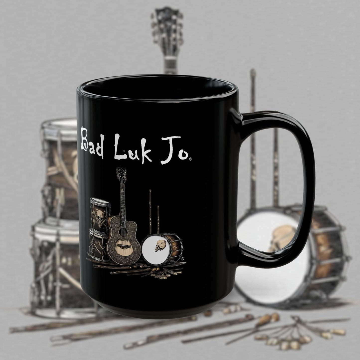 Bad Luk Jo - Unique Ceramic Coffee Mug - Perfect Gift for Fans and Coffee Lovers (Black) - 11oz. or 15oz. - FREE ECONOMY SHIPPING