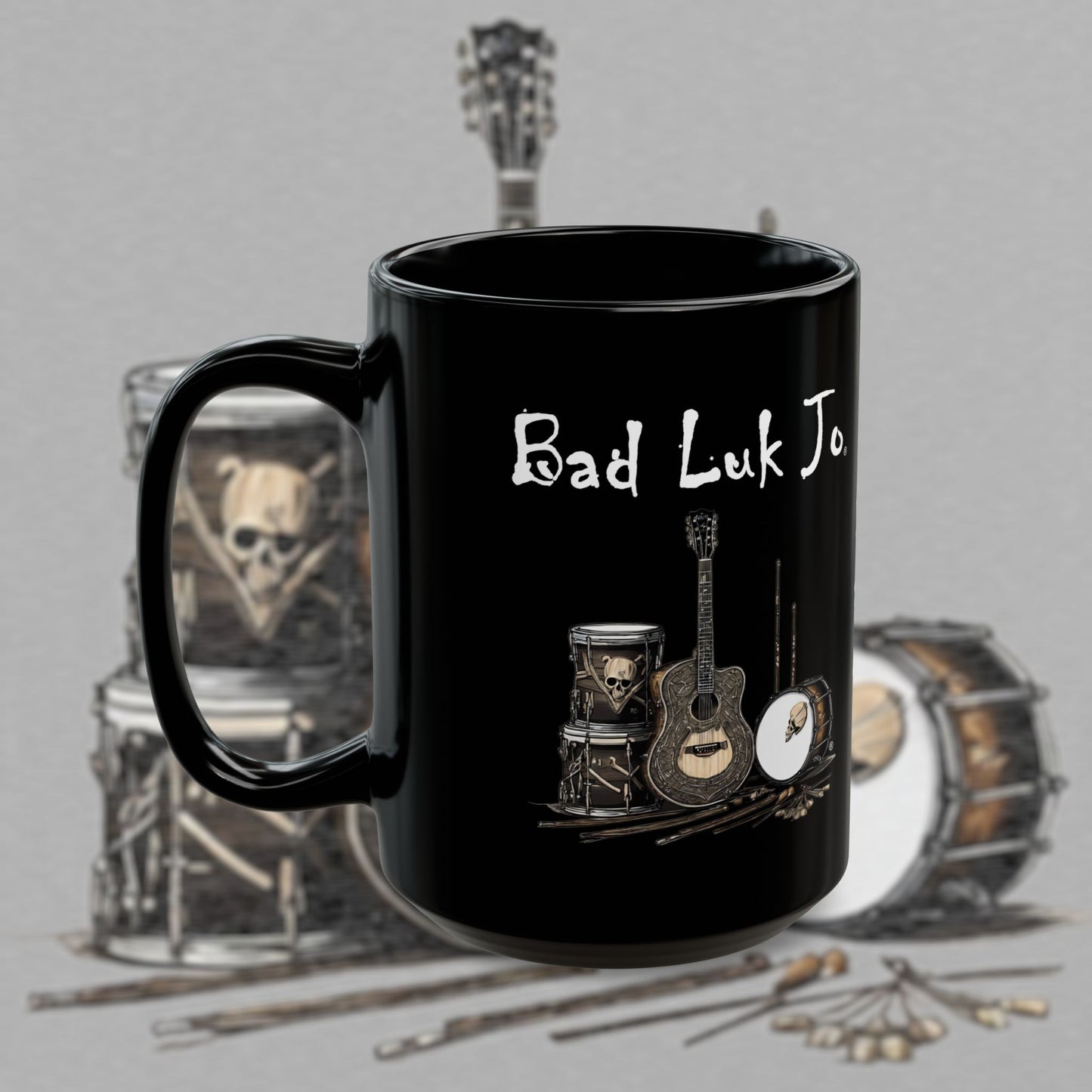 Bad Luk Jo - Unique Ceramic Coffee Mug - Perfect Gift for Fans and Coffee Lovers (Black) - 11oz. or 15oz. - FREE ECONOMY SHIPPING
