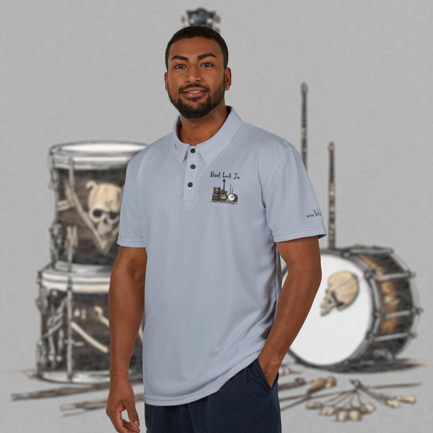 Bad Luk Jo Engineers’ Comfort Unisex Polo Shirt - Stylish Workwear / Golf Shirt - Light Grey - FREE ECONOMY SHIPPING