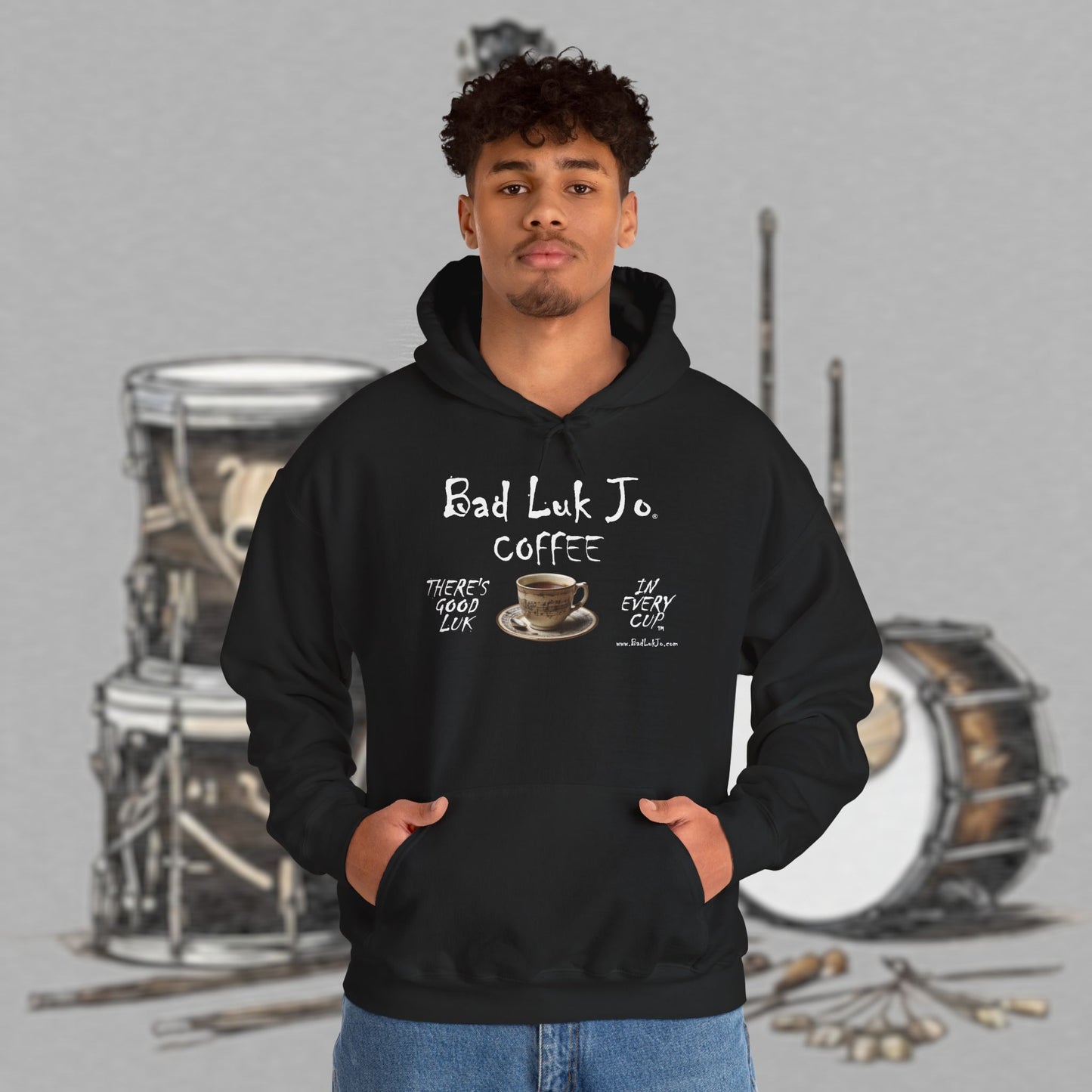 Bad Luk Jo Coffee Hoodie — Coffee Cup Sweatshirt - FREE ECONOMY SHIPPING