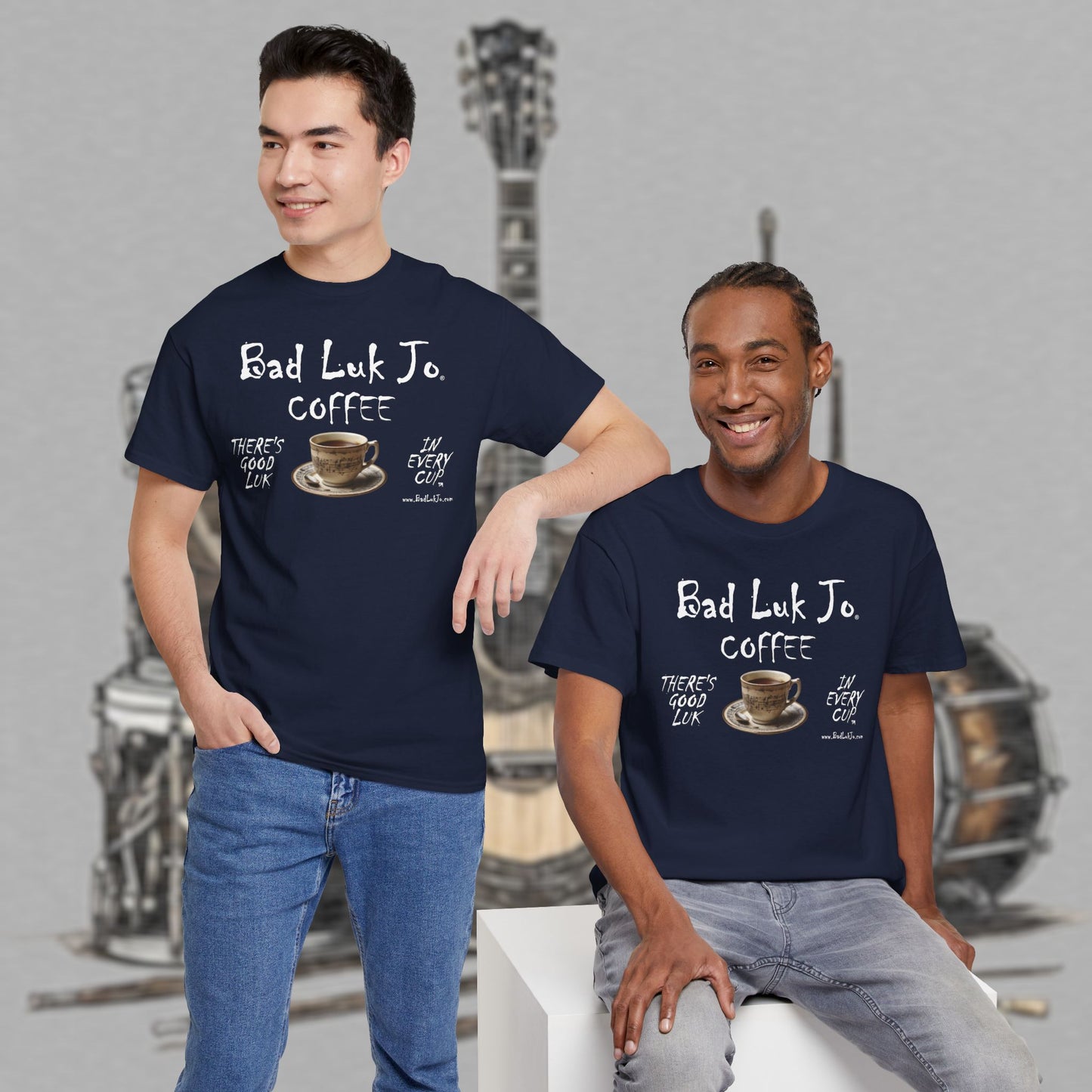 Bad Luk Jo Unisex Heavy Cotton Tee - "There's Good Luk in Every Cup" - Perfect Gift for Coffee Lovers - FREE ECONOMY SHIPPING