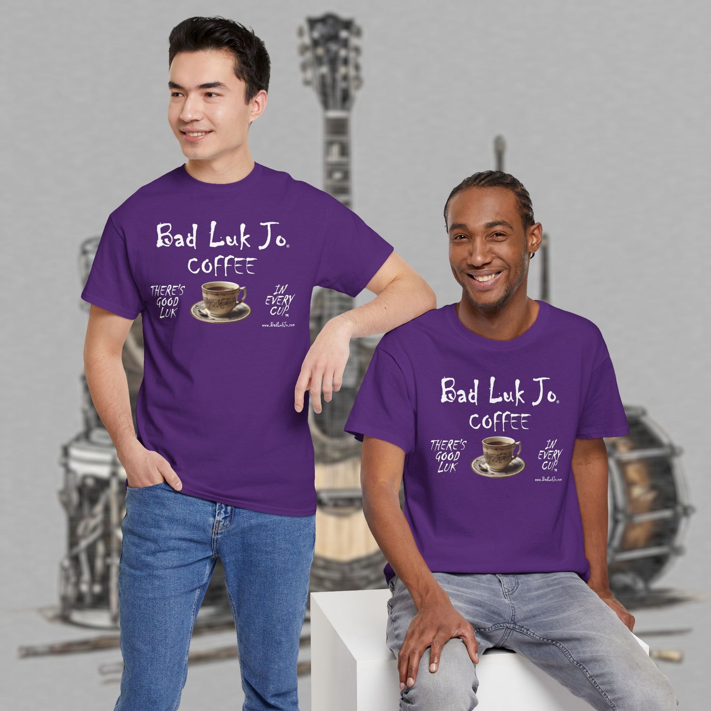 Bad Luk Jo Unisex Heavy Cotton Tee - "There's Good Luk in Every Cup" - Perfect Gift for Coffee Lovers - FREE ECONOMY SHIPPING
