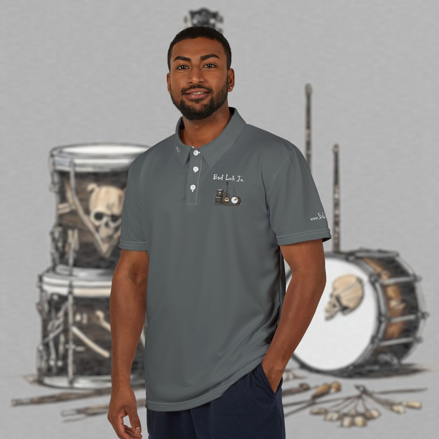 Bad Luk Jo Engineers’ Comfort Unisex Polo Shirt - Stylish Workwear / Golf Shirt - Dark Grey - FREE ECONOMY SHIPPING