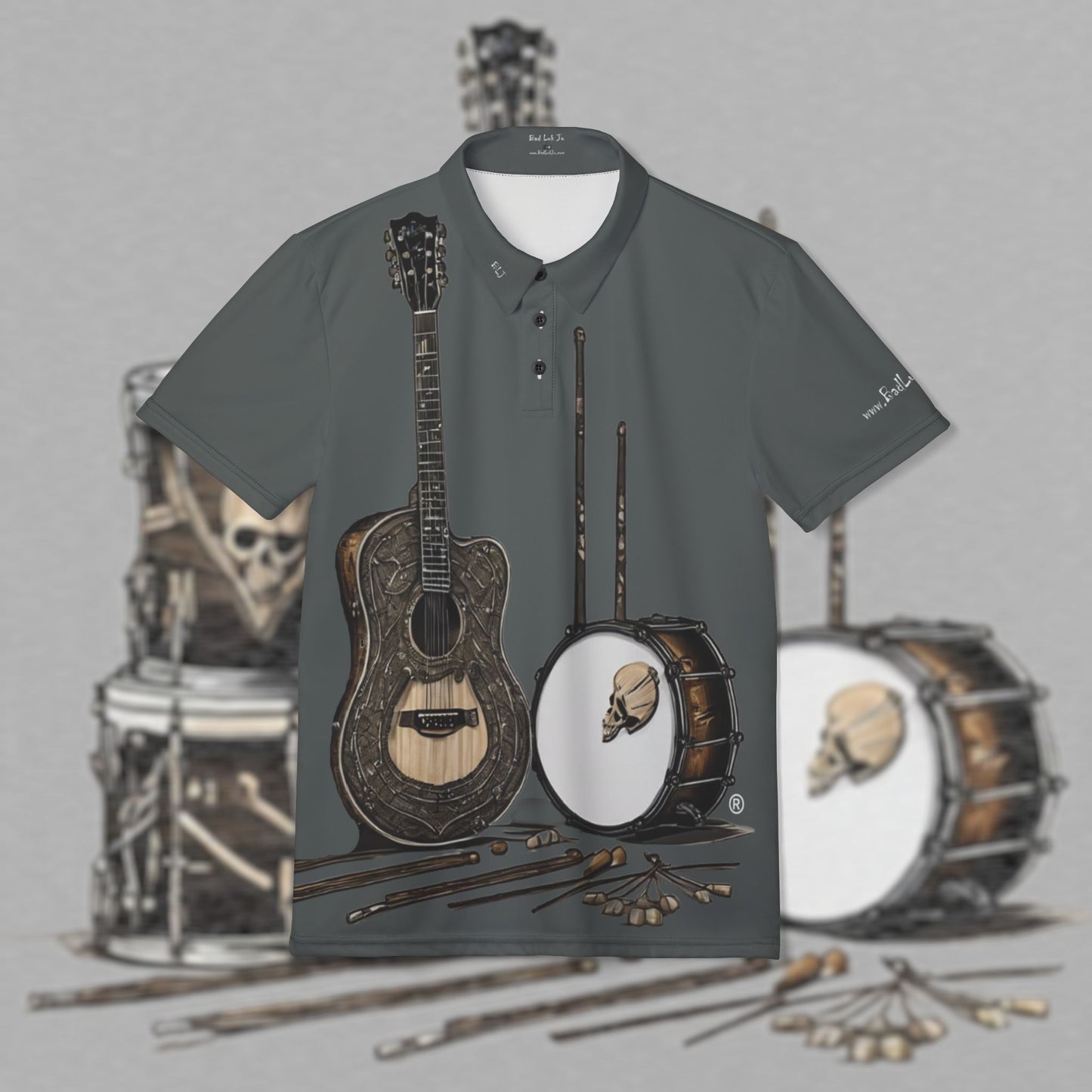 Bad Luk Jo Engineers’ Comfort Unisex Polo Shirt - Stylish Workwear / Golf Shirt - Dark Grey with Logo on Front and Back - FREE ECONOMY SHIPPING