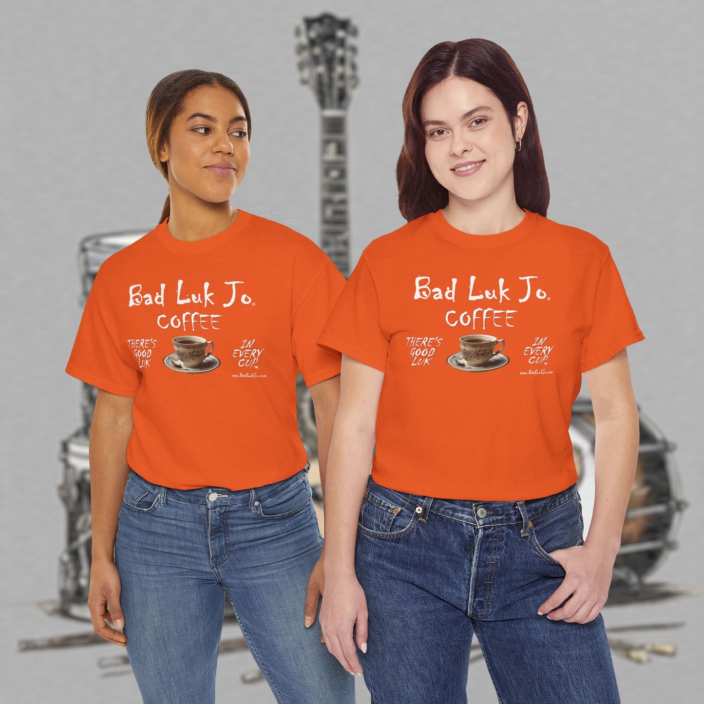Bad Luk Jo Unisex Heavy Cotton Tee - "There's Good Luk in Every Cup" - Perfect Gift for Coffee Lovers - FREE ECONOMY SHIPPING