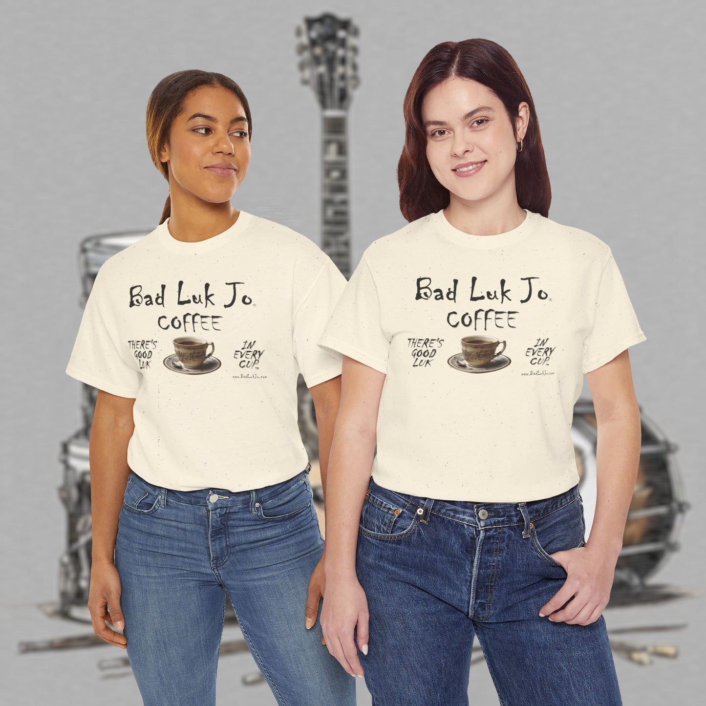 Bad Luk Jo Unisex Heavy Cotton Tee - "There's Good Luk in Every Cup" - Perfect Gift for Coffee Lovers - FREE ECONOMY SHIPPING