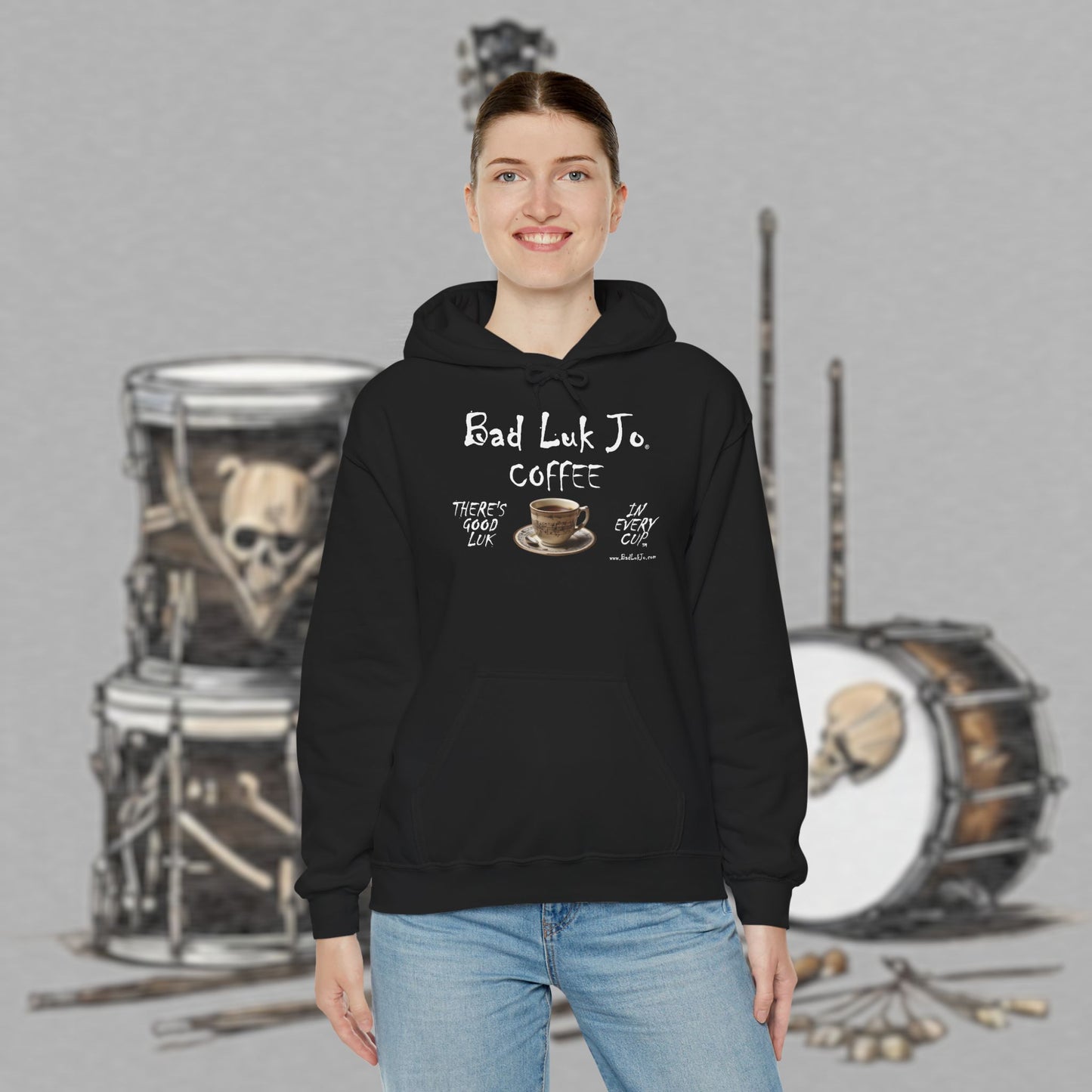 Bad Luk Jo Coffee Hoodie — Coffee Cup Sweatshirt - FREE ECONOMY SHIPPING