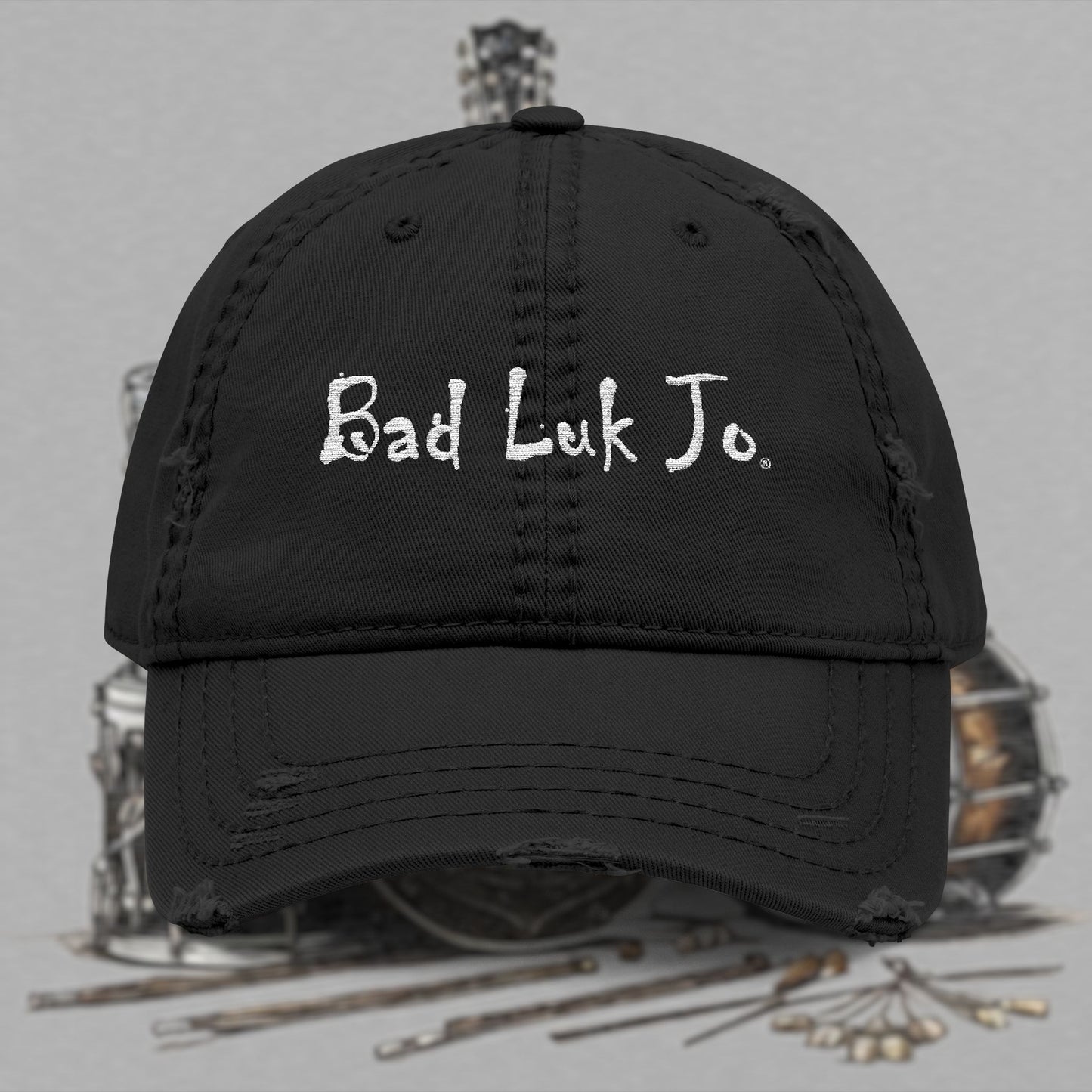 Bad Luk Jo Embroidered Distressed Hat / Cap - FREE ECONOMY SHIPPING
