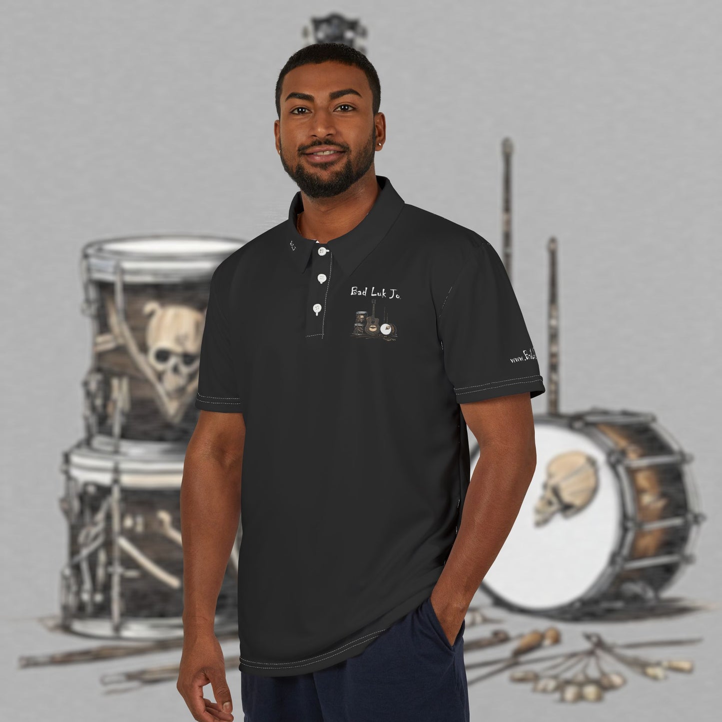 Bad Luk Jo Engineers’ Comfort Unisex Polo Shirt - Stylish Workwear / Golf Shirt - Black - FREE ECONOMY SHIPPING