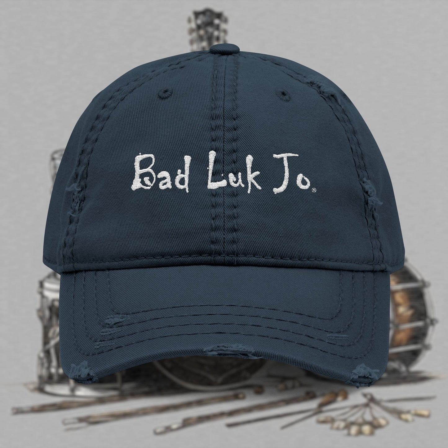 Bad Luk Jo Embroidered Distressed Hat / Cap - FREE ECONOMY SHIPPING