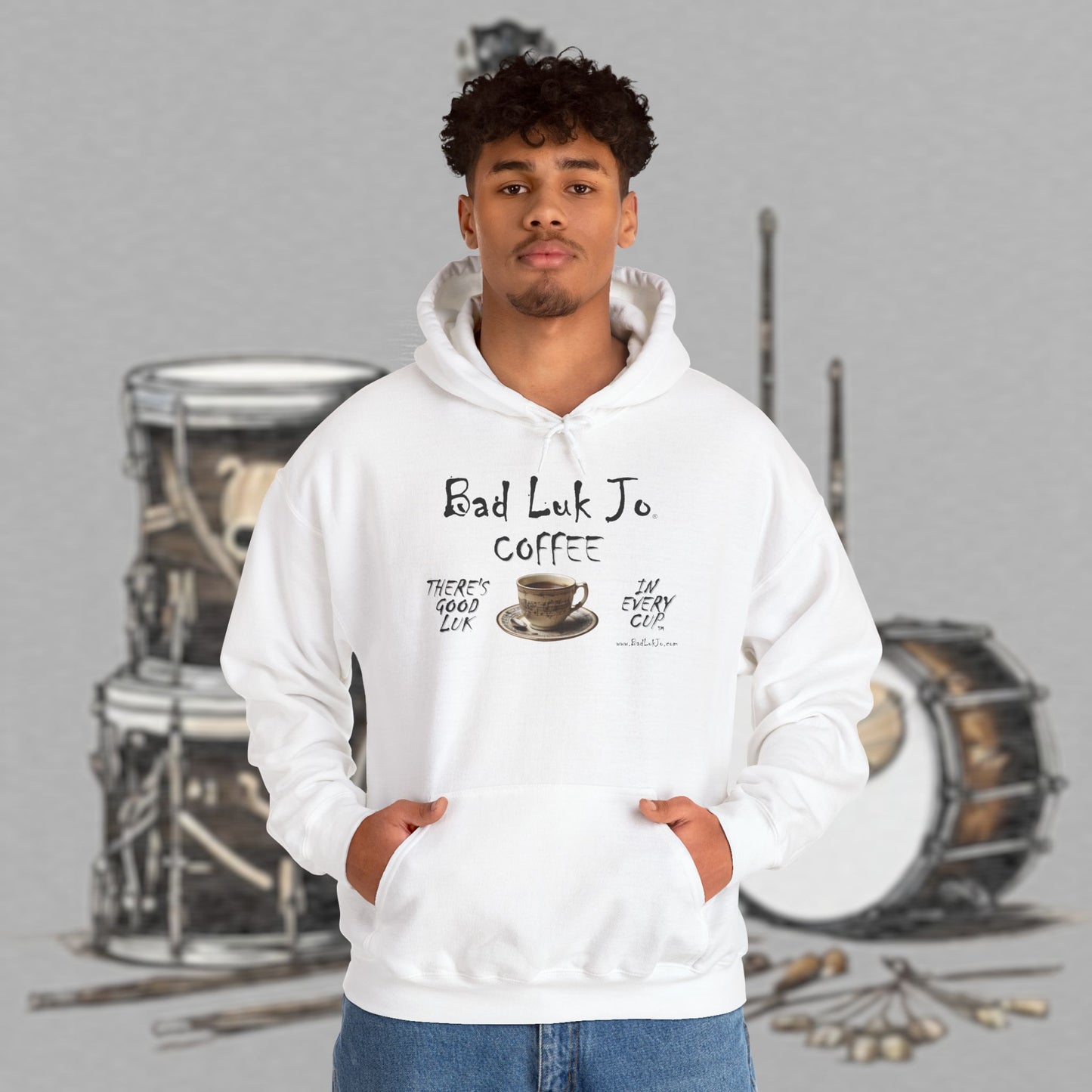 Bad Luk Jo Coffee Hoodie — Coffee Cup Sweatshirt - FREE ECONOMY SHIPPING