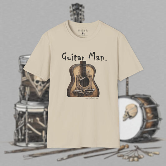 Bad Luk Jo "Guitar Man" T-Shirt - No Printing on Back - Unisex Softstyle T-Shirt - Perfect for Musicians and Music Lovers - FREE ECONOMY SHIPPING
