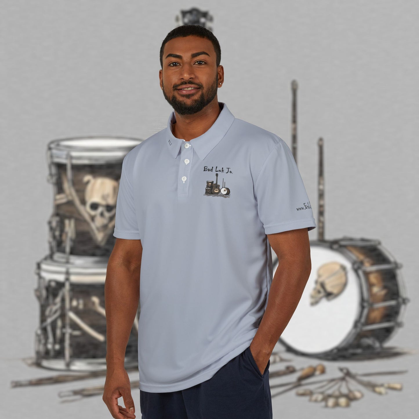 Bad Luk Jo Engineers’ Comfort Unisex Polo Shirt - Stylish Workwear / Golf Shirt - Light Grey - FREE ECONOMY SHIPPING