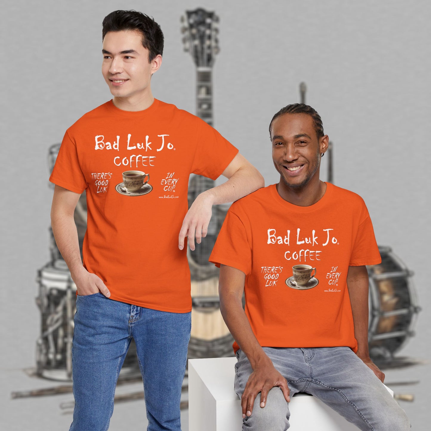 Bad Luk Jo Unisex Heavy Cotton Tee - "There's Good Luk in Every Cup" - Perfect Gift for Coffee Lovers - FREE ECONOMY SHIPPING