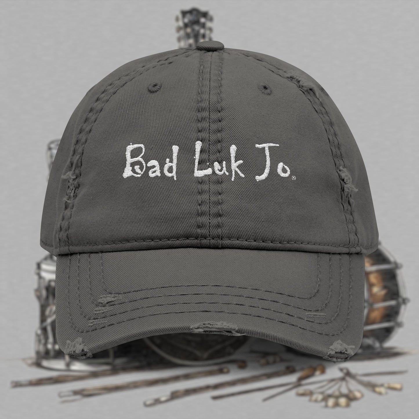 Bad Luk Jo Embroidered Distressed Hat / Cap - FREE ECONOMY SHIPPING