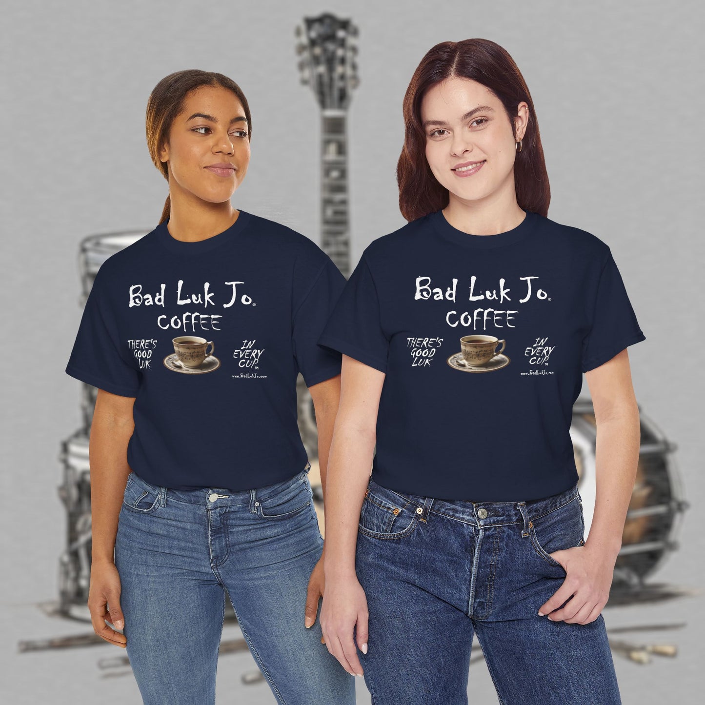 Bad Luk Jo Unisex Heavy Cotton Tee - "There's Good Luk in Every Cup" - Perfect Gift for Coffee Lovers - FREE ECONOMY SHIPPING