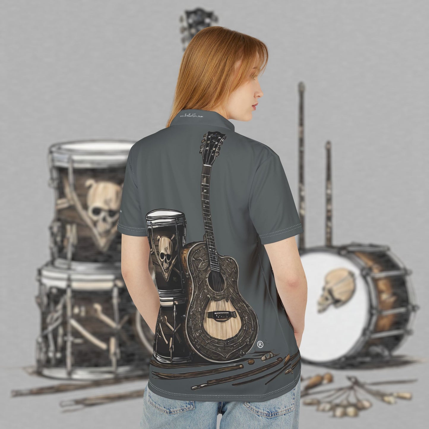 Bad Luk Jo Engineers’ Comfort Unisex Polo Shirt - Stylish Workwear / Golf Shirt - Dark Grey with Logo on Front and Back - FREE ECONOMY SHIPPING