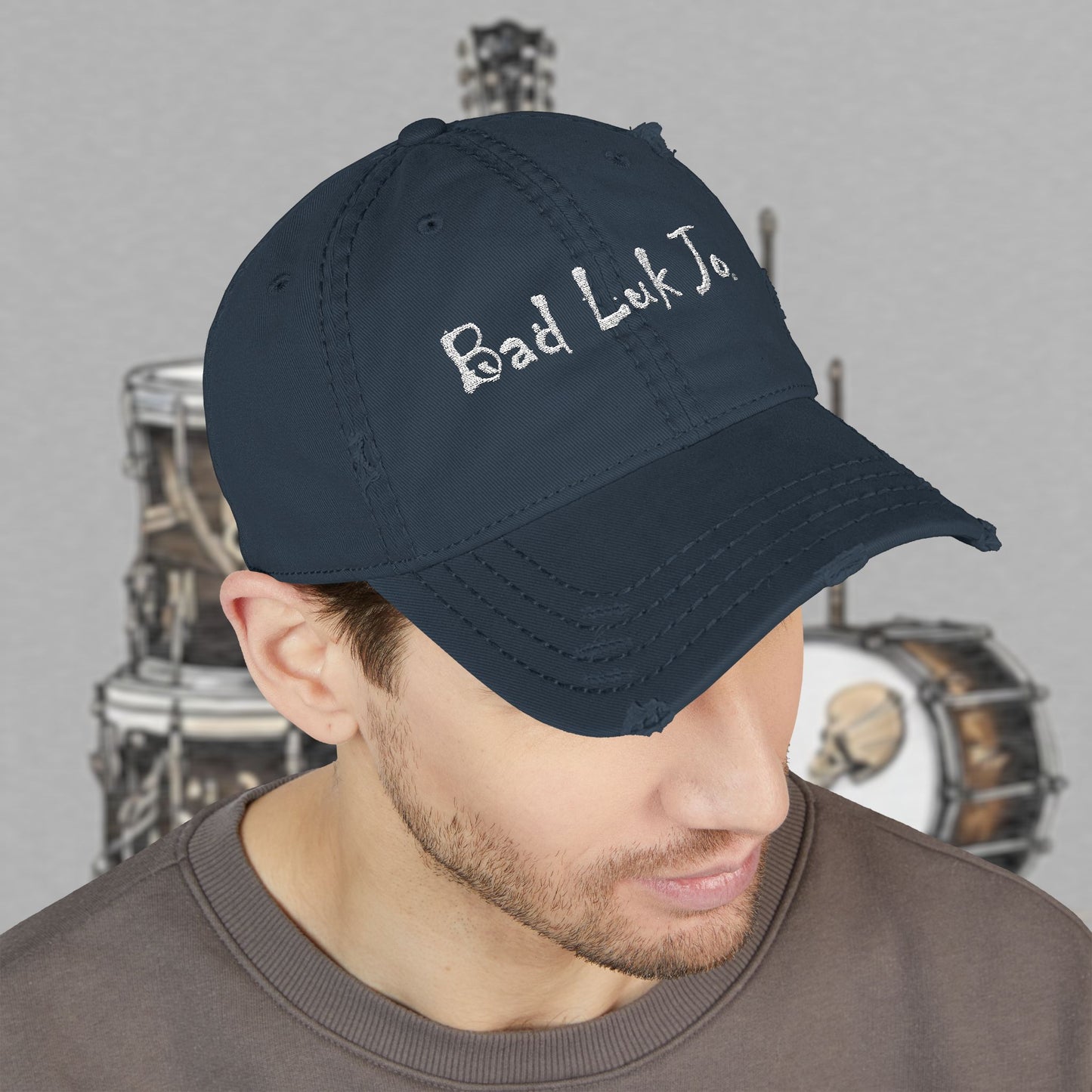 Bad Luk Jo Embroidered Distressed Hat / Cap - FREE ECONOMY SHIPPING