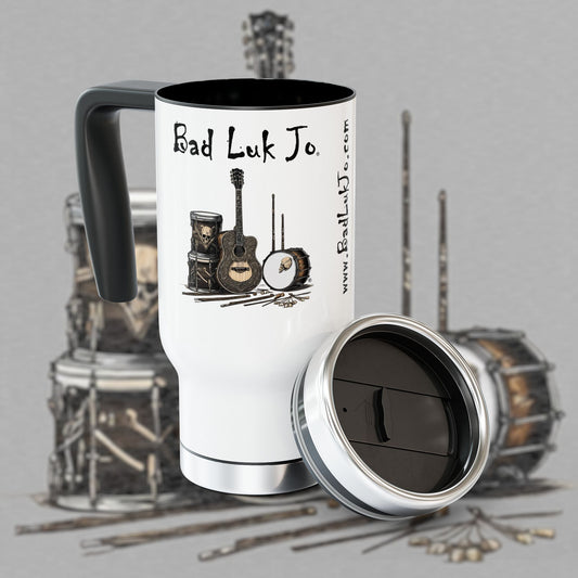 Bad Luk Jo Stainless Steel Travel Mug - 14oz Coffee Lover's Beverage Tumbler with Handle - FREE ECONOMY SHIPPING