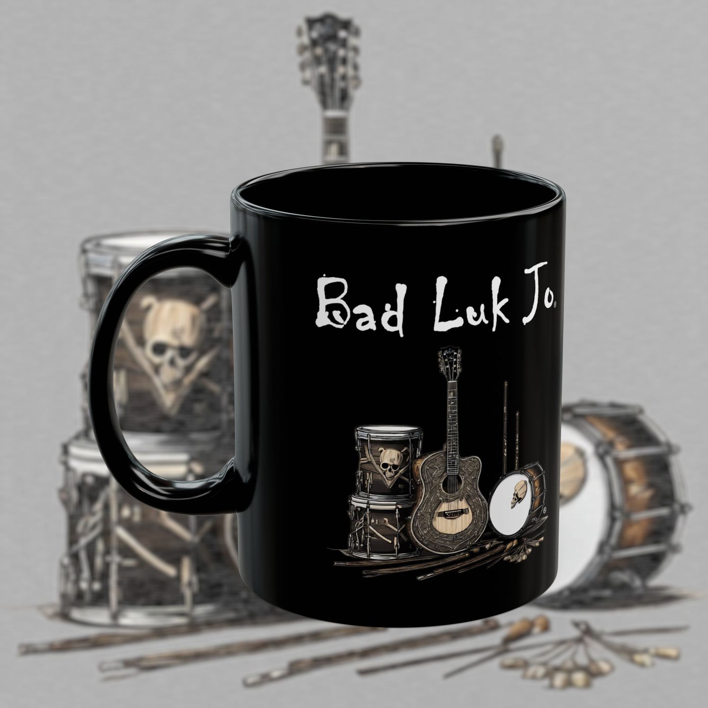Bad Luk Jo - Unique Ceramic Coffee Mug - Perfect Gift for Fans and Coffee Lovers (Black) - 11oz. or 15oz. - FREE ECONOMY SHIPPING