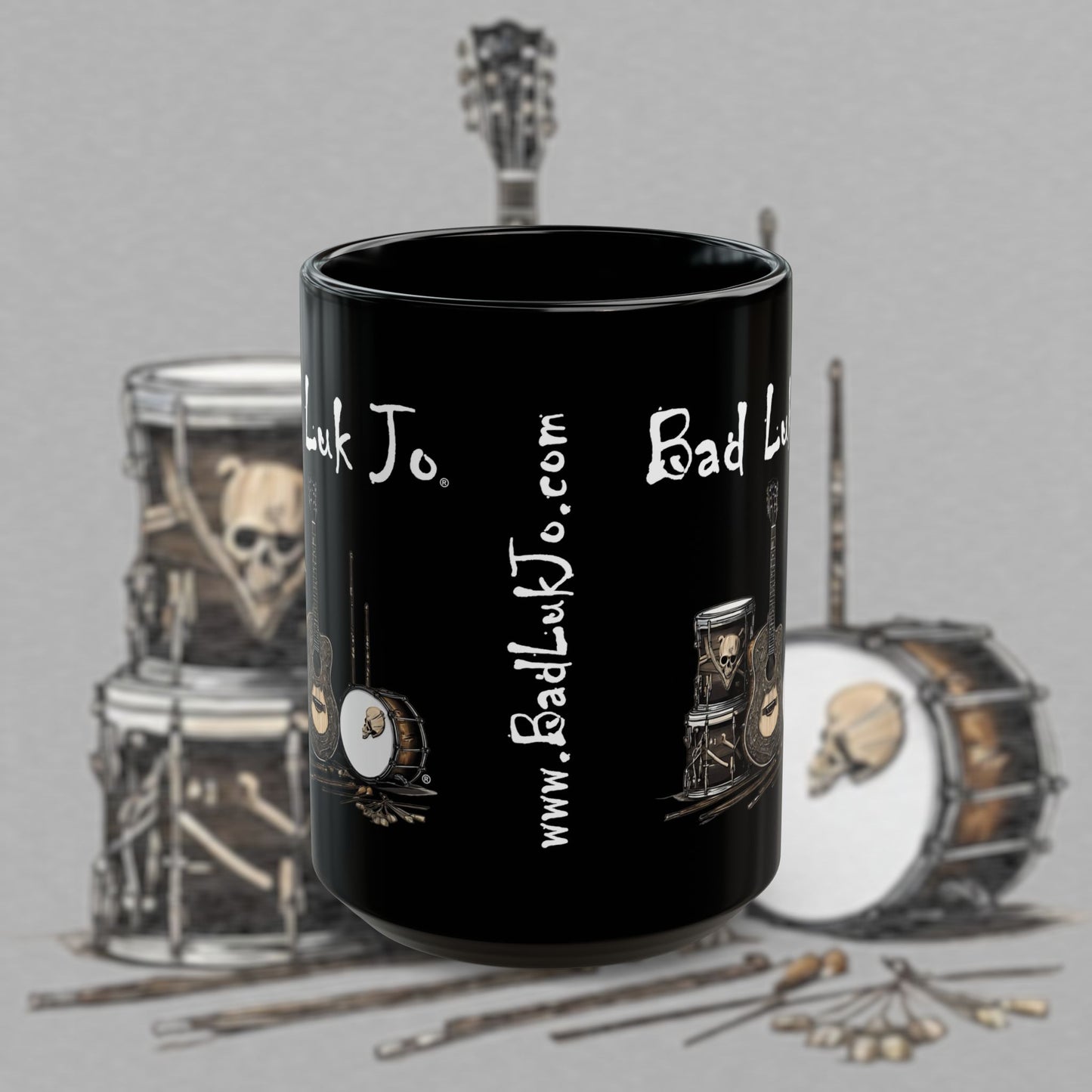 Bad Luk Jo - Unique Ceramic Coffee Mug - Perfect Gift for Fans and Coffee Lovers (Black) - 11oz. or 15oz. - FREE ECONOMY SHIPPING