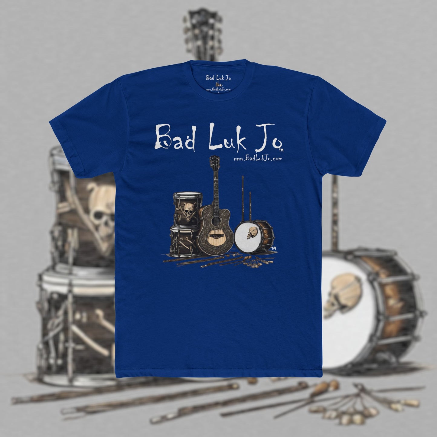 Bad Luk Jo T-Shirt - Alternate Design - No Printing on Back - Unisex Cotton "Crew Tee" - Classic Fit (Tighter) - Perfect for Musicians and Music Lovers - FREE ECONOMY SHIPPING